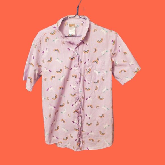 Spencers Unicorn & Rainbows Button-Up Shirt - Picture 1 of 7